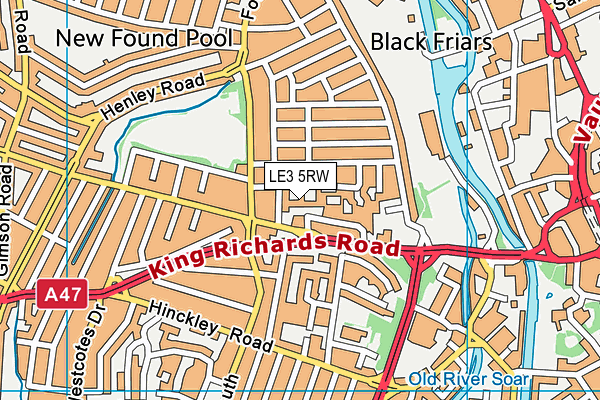 LE3 5RW map - OS VectorMap District (Ordnance Survey)