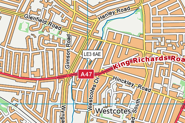 LE3 6AE map - OS VectorMap District (Ordnance Survey)