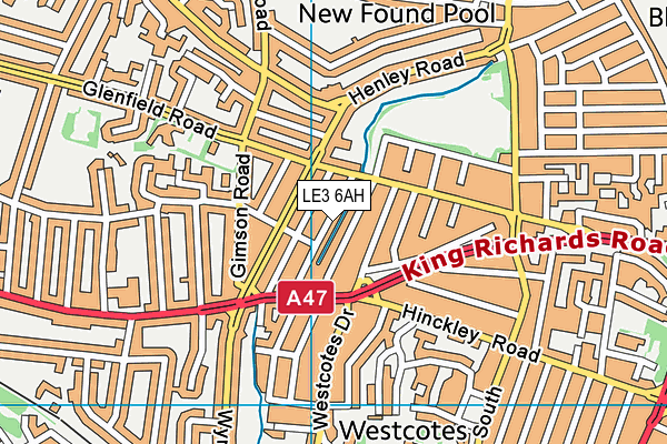 LE3 6AH map - OS VectorMap District (Ordnance Survey)