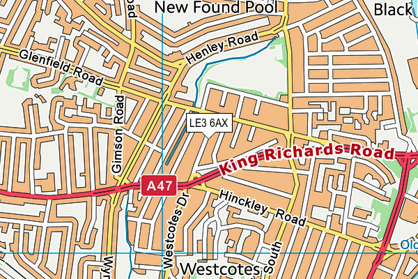 LE3 6AX map - OS VectorMap District (Ordnance Survey)