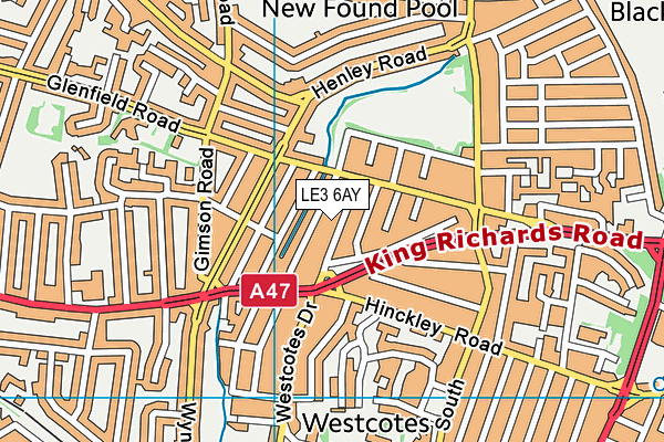 LE3 6AY map - OS VectorMap District (Ordnance Survey)