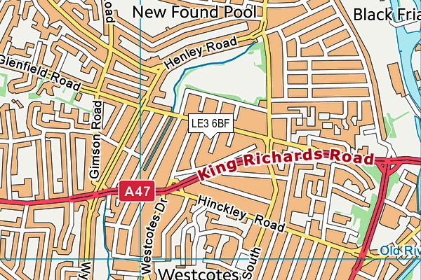 LE3 6BF map - OS VectorMap District (Ordnance Survey)