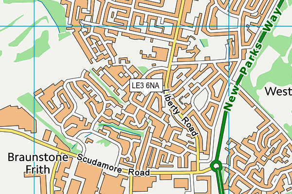 LE3 6NA map - OS VectorMap District (Ordnance Survey)
