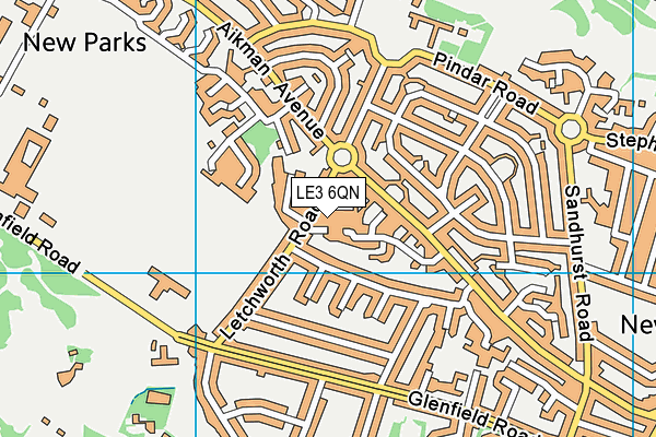 LE3 6QN map - OS VectorMap District (Ordnance Survey)
