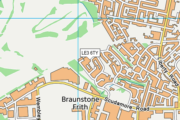 LE3 6TY map - OS VectorMap District (Ordnance Survey)