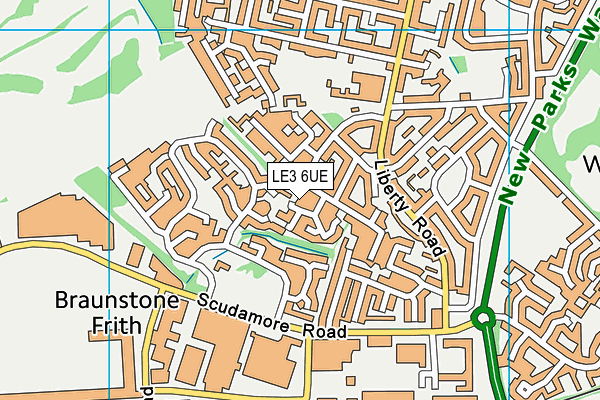 LE3 6UE map - OS VectorMap District (Ordnance Survey)