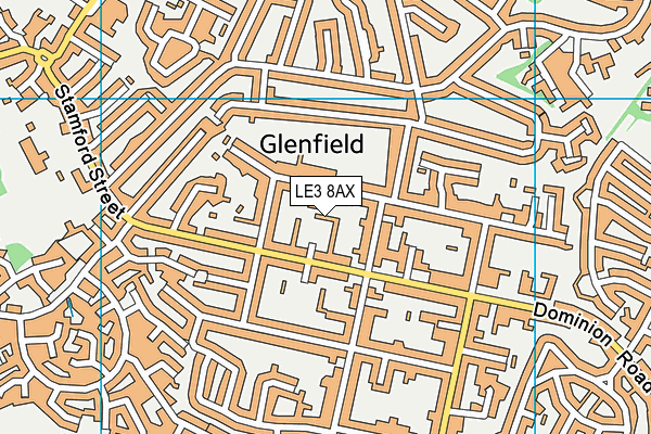 LE3 8AX map - OS VectorMap District (Ordnance Survey)