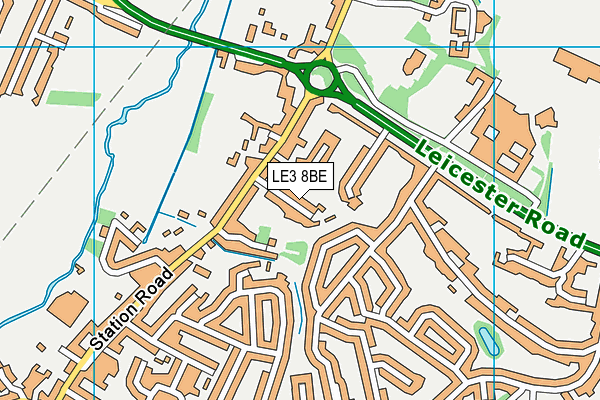 LE3 8BE map - OS VectorMap District (Ordnance Survey)