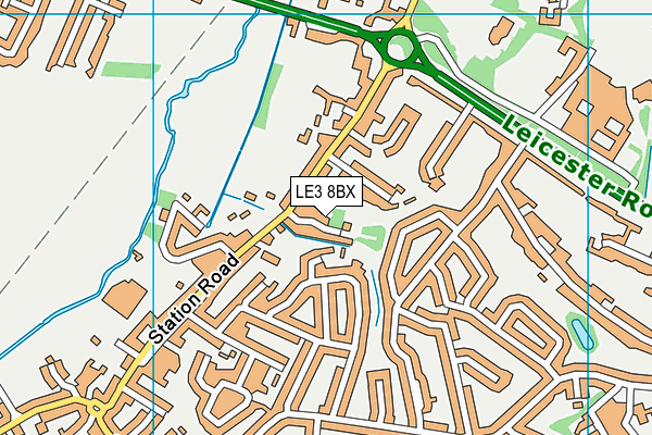 LE3 8BX map - OS VectorMap District (Ordnance Survey)
