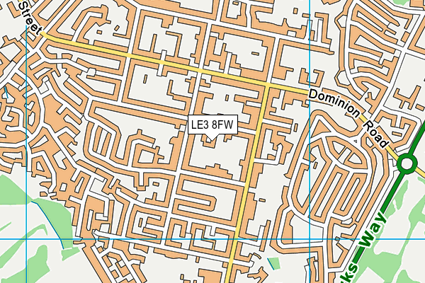 LE3 8FW map - OS VectorMap District (Ordnance Survey)