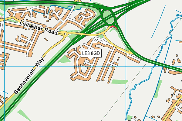 LE3 8GD map - OS VectorMap District (Ordnance Survey)