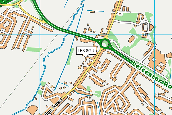 LE3 8GU map - OS VectorMap District (Ordnance Survey)