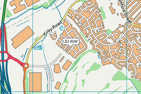 LE3 8GW map - OS VectorMap District (Ordnance Survey)