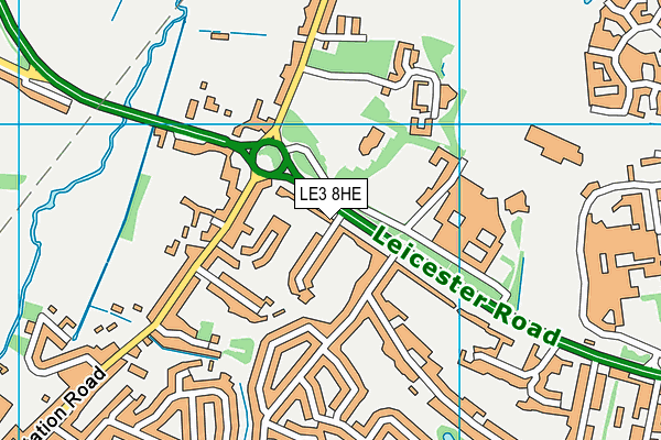 LE3 8HE map - OS VectorMap District (Ordnance Survey)