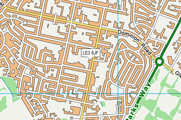 LE3 8JF map - OS VectorMap District (Ordnance Survey)