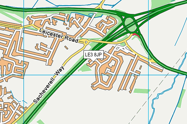 LE3 8JP map - OS VectorMap District (Ordnance Survey)