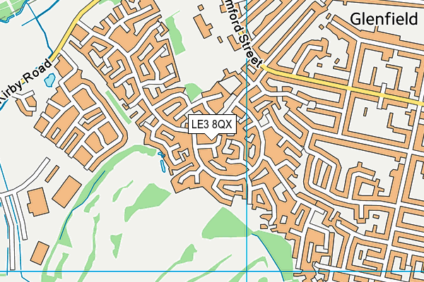 LE3 8QX map - OS VectorMap District (Ordnance Survey)