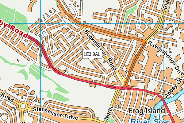 LE3 9AL map - OS VectorMap District (Ordnance Survey)