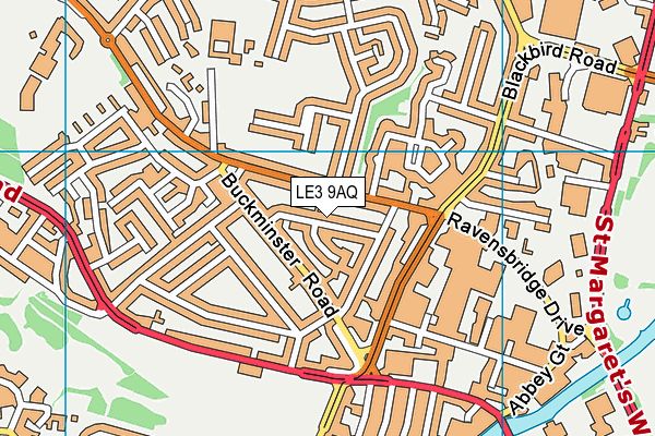 LE3 9AQ map - OS VectorMap District (Ordnance Survey)