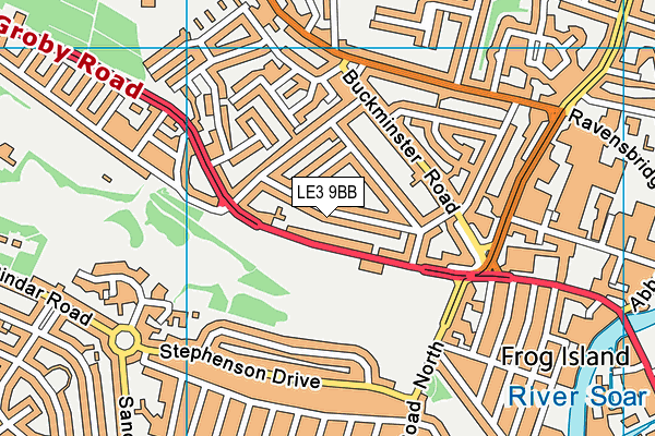 LE3 9BB map - OS VectorMap District (Ordnance Survey)