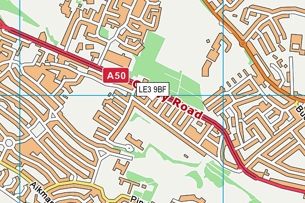 LE3 9BF map - OS VectorMap District (Ordnance Survey)