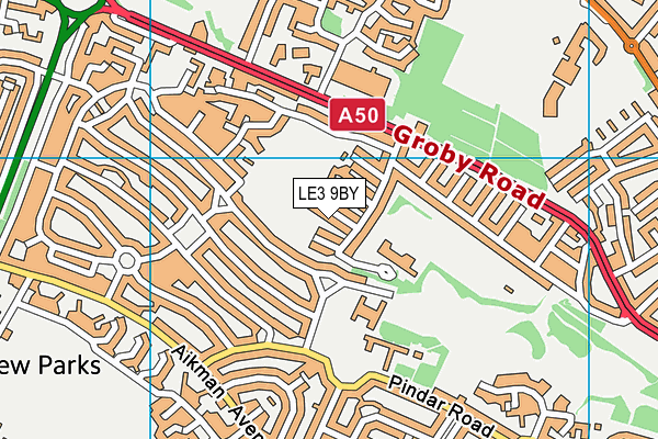 LE3 9BY map - OS VectorMap District (Ordnance Survey)