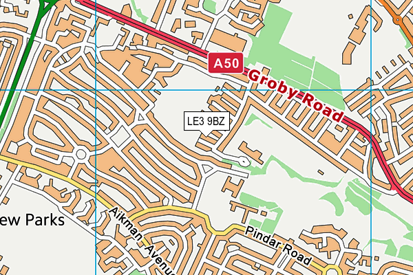 LE3 9BZ map - OS VectorMap District (Ordnance Survey)