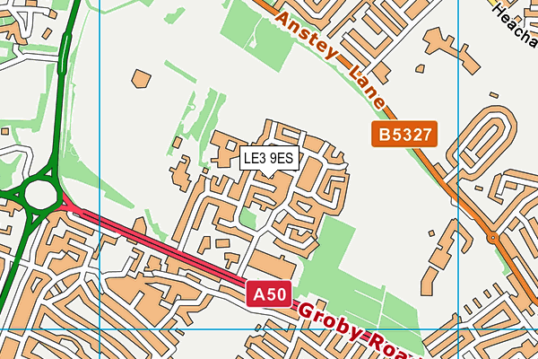 LE3 9ES map - OS VectorMap District (Ordnance Survey)