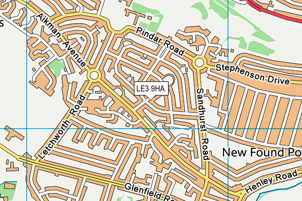 LE3 9HA map - OS VectorMap District (Ordnance Survey)