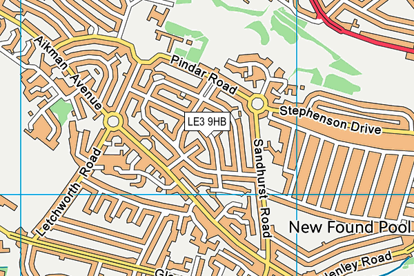 LE3 9HB map - OS VectorMap District (Ordnance Survey)