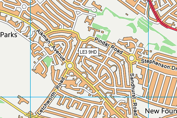 LE3 9HD map - OS VectorMap District (Ordnance Survey)