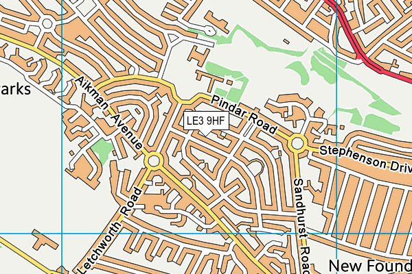 LE3 9HF map - OS VectorMap District (Ordnance Survey)