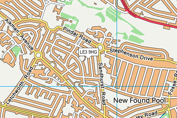 LE3 9HG map - OS VectorMap District (Ordnance Survey)