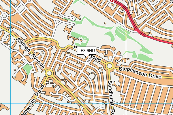 LE3 9HU map - OS VectorMap District (Ordnance Survey)