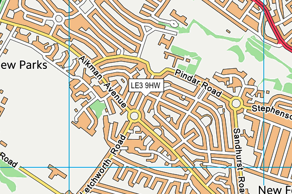 LE3 9HW map - OS VectorMap District (Ordnance Survey)