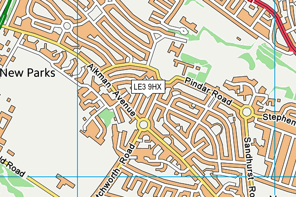 LE3 9HX map - OS VectorMap District (Ordnance Survey)
