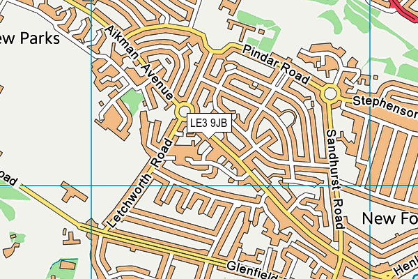 LE3 9JB map - OS VectorMap District (Ordnance Survey)