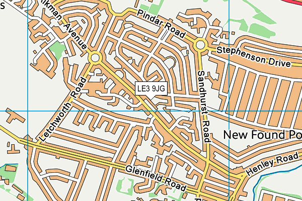 LE3 9JG map - OS VectorMap District (Ordnance Survey)