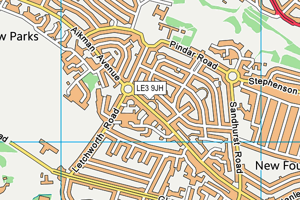 LE3 9JH map - OS VectorMap District (Ordnance Survey)