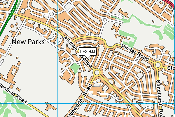 LE3 9JJ map - OS VectorMap District (Ordnance Survey)