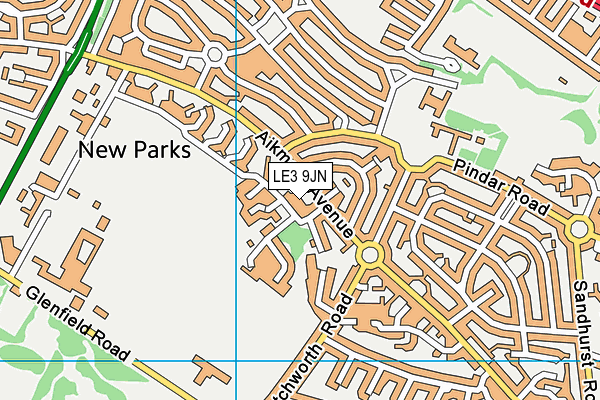 LE3 9JN map - OS VectorMap District (Ordnance Survey)