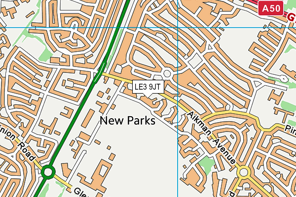 LE3 9JT map - OS VectorMap District (Ordnance Survey)