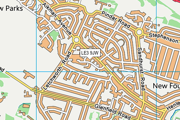 LE3 9JW map - OS VectorMap District (Ordnance Survey)