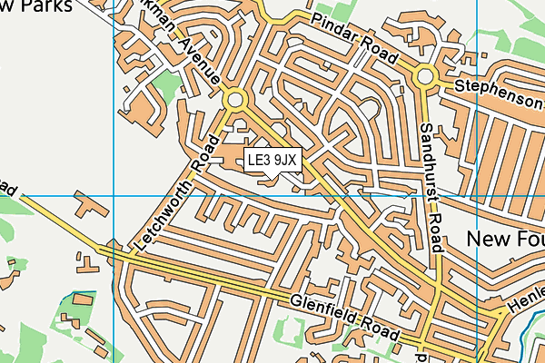 LE3 9JX map - OS VectorMap District (Ordnance Survey)