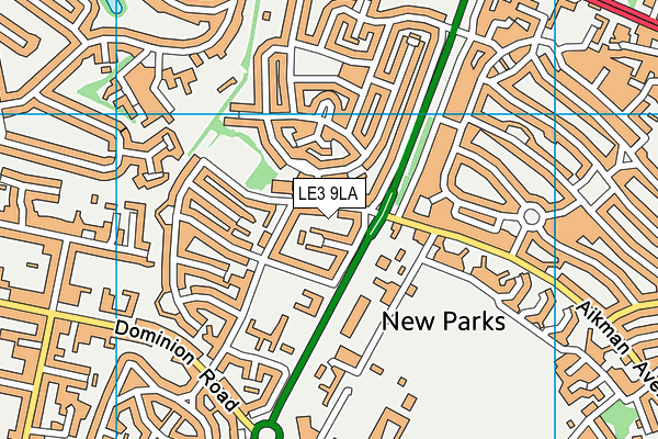 LE3 9LA map - OS VectorMap District (Ordnance Survey)
