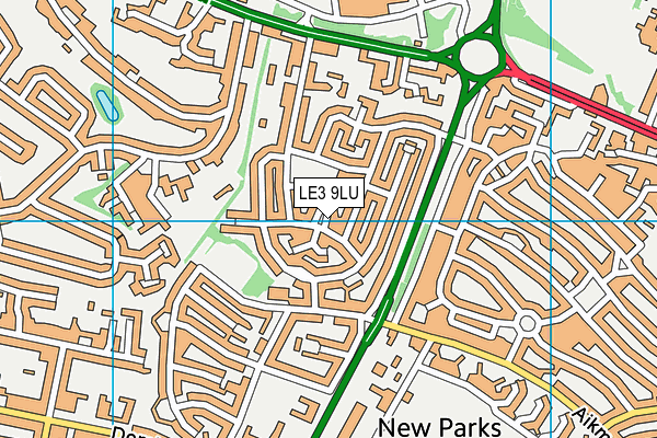 LE3 9LU map - OS VectorMap District (Ordnance Survey)