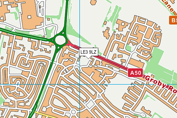 LE3 9LZ map - OS VectorMap District (Ordnance Survey)