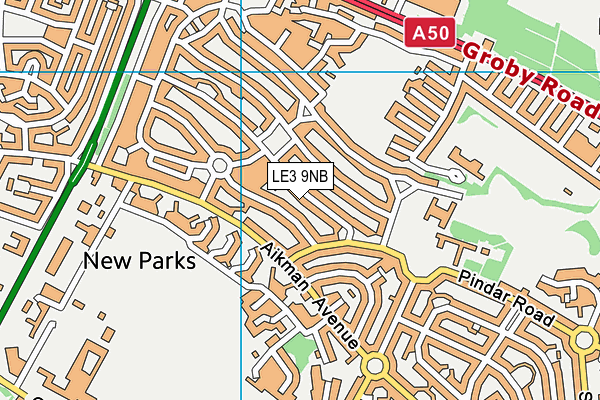 LE3 9NB map - OS VectorMap District (Ordnance Survey)