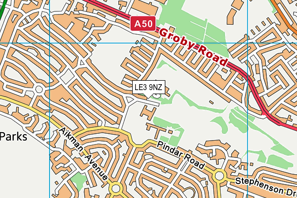 Parks Primary School map (LE3 9NZ) - OS VectorMap District (Ordnance Survey)