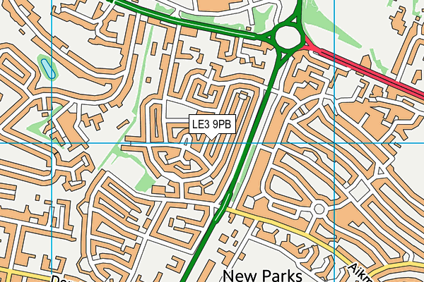 LE3 9PB map - OS VectorMap District (Ordnance Survey)
